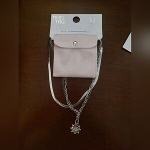 Time and Tru Blush Pink Mini Crossbody Pouch with 3 Silver Chains Letter M